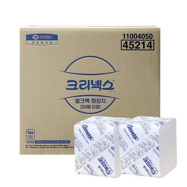 크리넥스 벌크팩 뽑아쓰는 화장지 250매 60밴드 2겹 45214