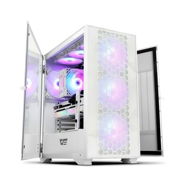 DARKFLASH DLX21 RGB MESH 강화유리 화이트 (미들타워)