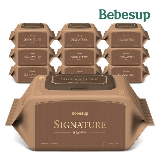 아기물티슈 시그니처 브라운 70매 캡 10팩 560380