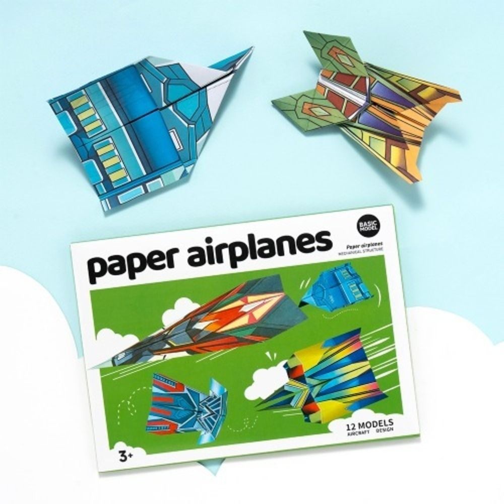 민화샵 [바이오피스]종이비행기 12종 세트 높이 멀리나는 비행기 접는법 36매 쉬운 종이접기 대회 어린이 체험 행사 축제