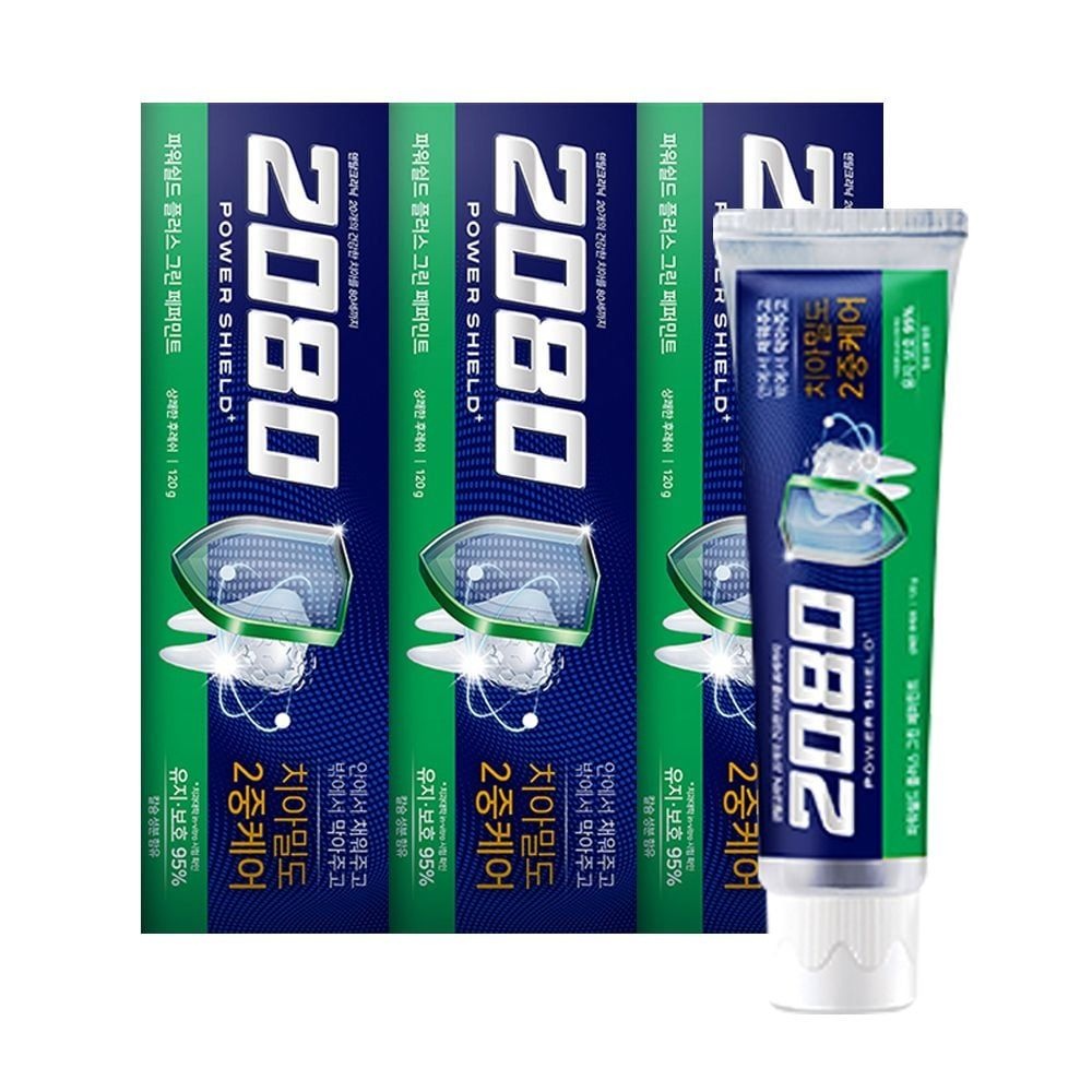 애경 2080 파워쉴드 플러스 그린 페퍼민트 치약 140g 3P