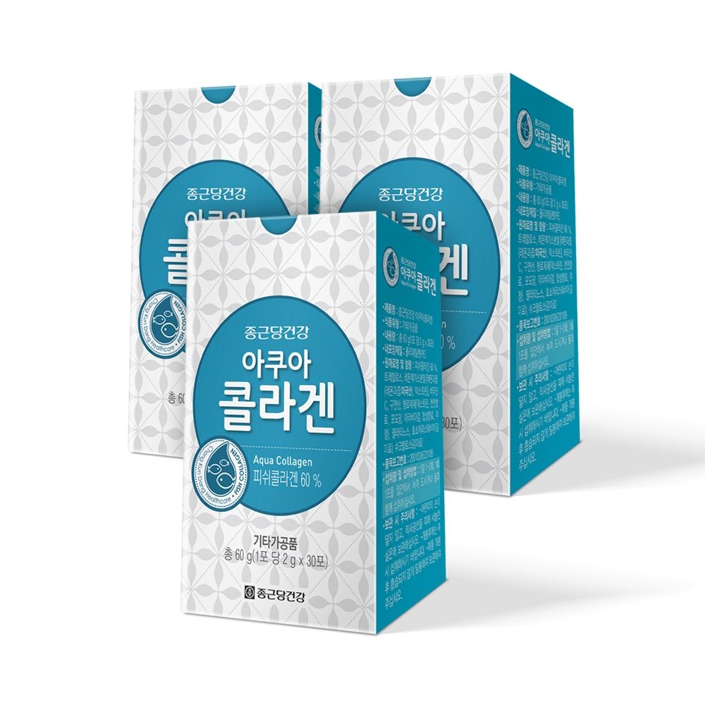 [오늘출발] 종근당건강 아쿠아 콜라겐 30포 3개 / 90포 저분자 먹는 피쉬 어류 생선 가루 분말