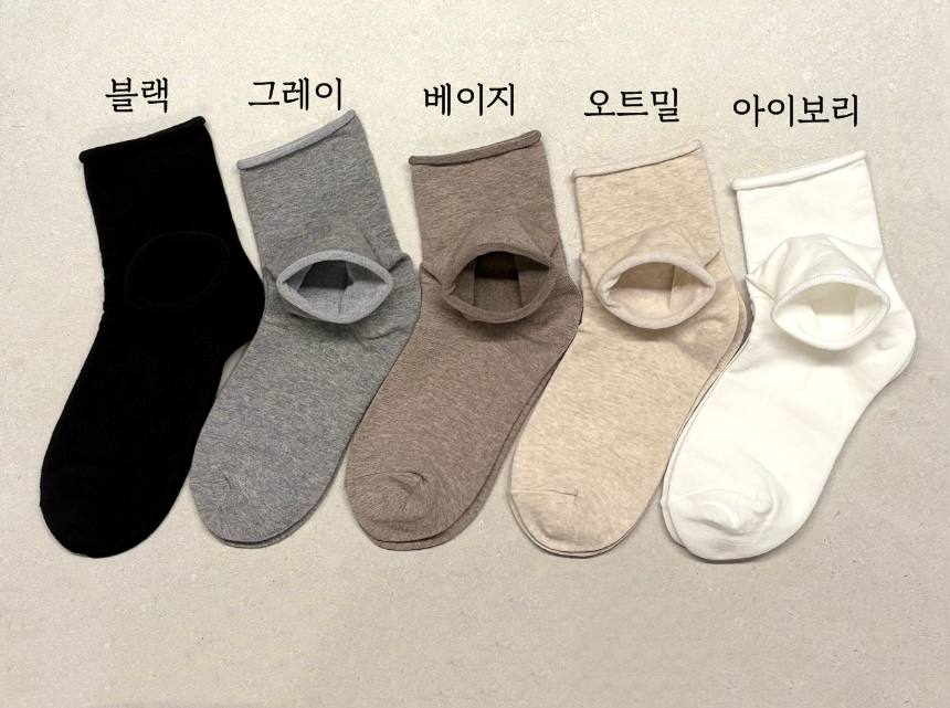 [백살공주] 무압박 돌돌이 중목양말 5종세트(여성용)