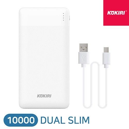 듀얼 슬림팩 보조배터리 10000mAh USB 2포트 C타입 숏케이블 포함