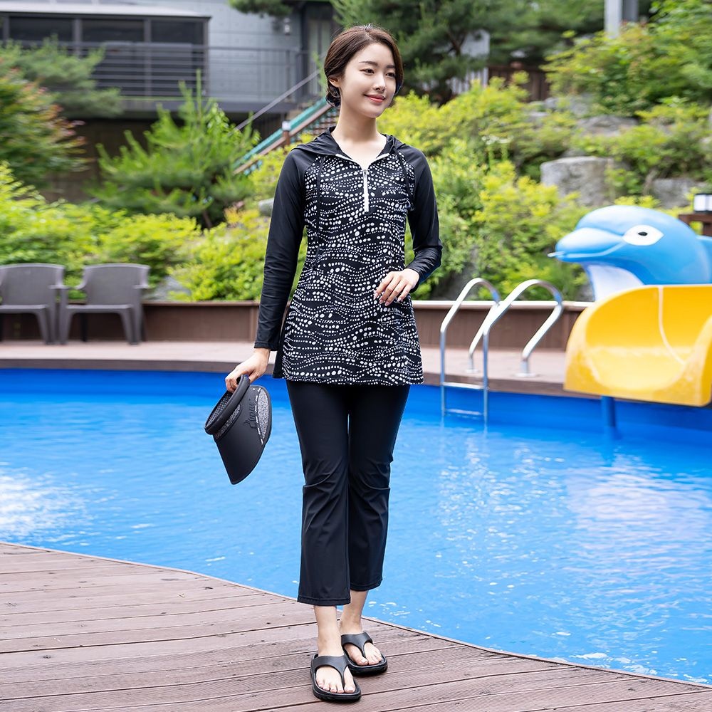 모슬린 엄마옷 반오픈집업 래쉬가드수영복세트 ASD206295 중년여성/50대/60대/70대/빅사이즈/할머니옷