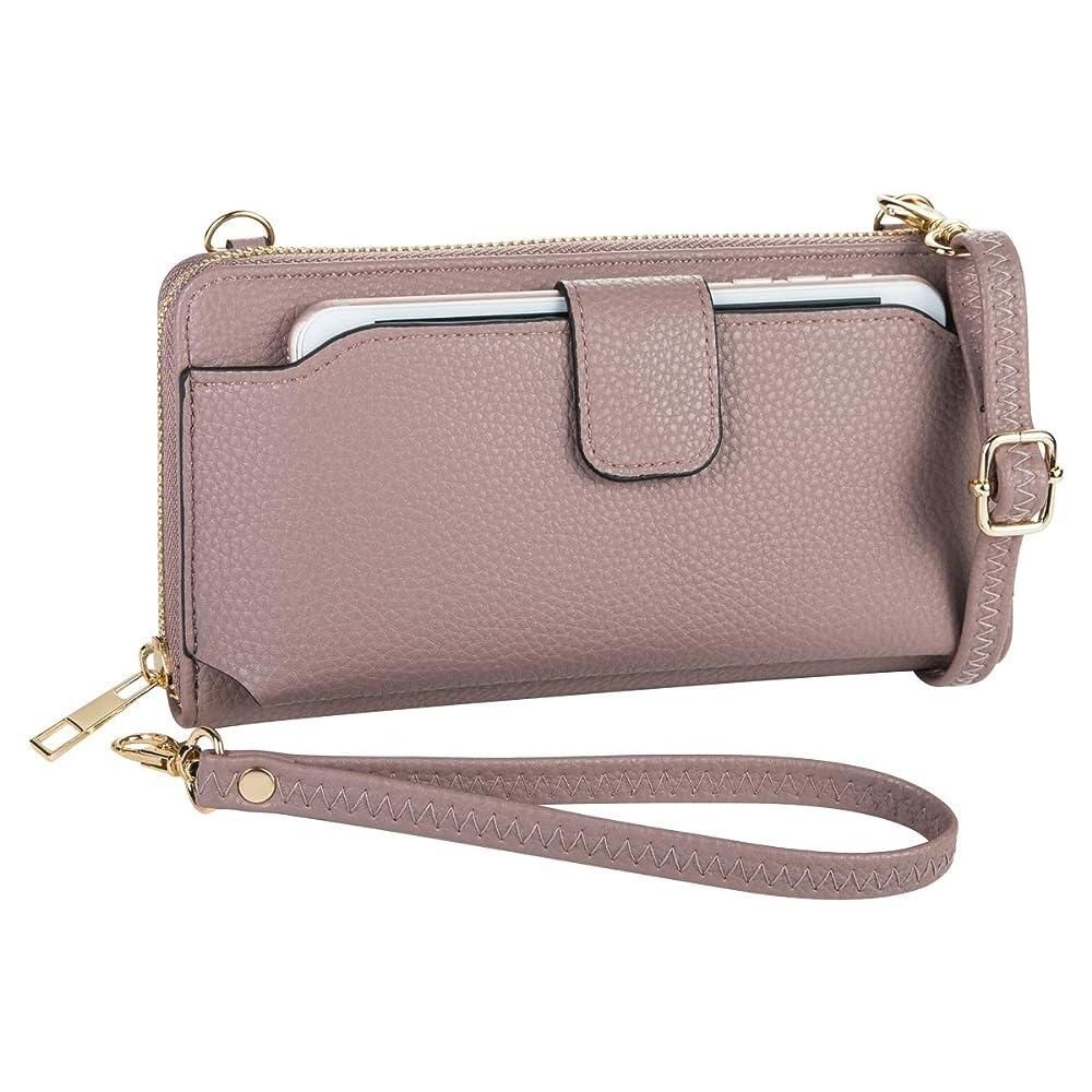 [해외] K . A 여성용 손목 지갑 크로스바디 백 휴대폰 핸드백 RFID 카드 슬롯 2 스트랩 블랙. [호환]