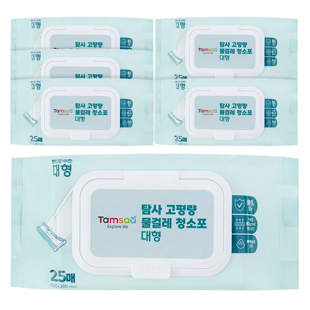 탐사 도톰한 고평량 물걸레 청소포 80g 특대형 25p, 특대형, 6개