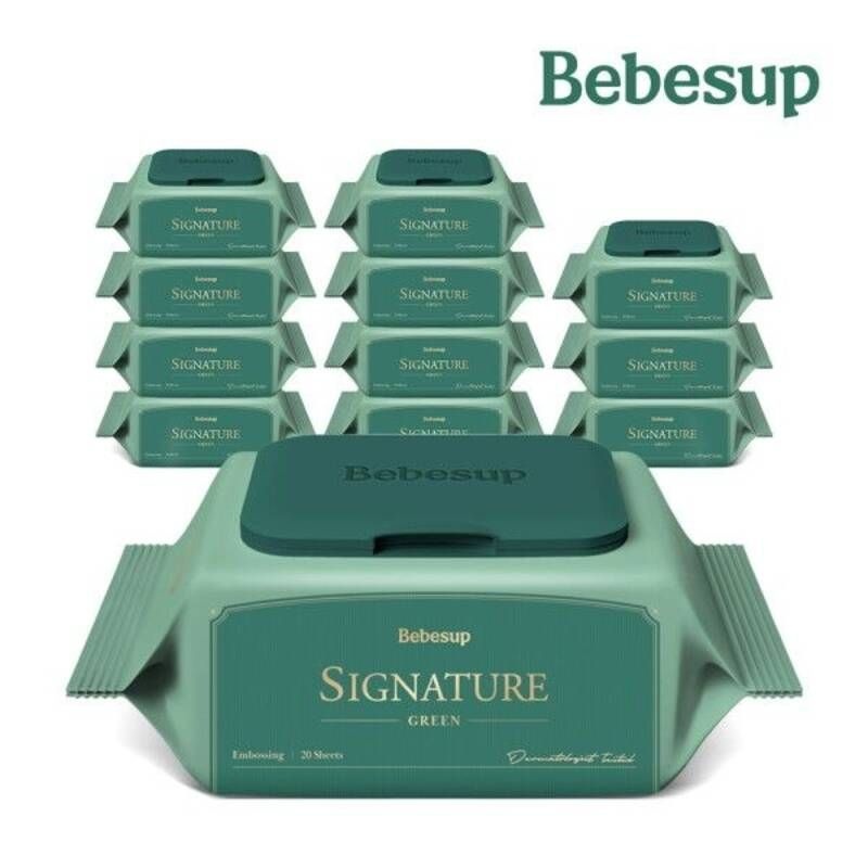 [베베숲] 시그니처 그린 20매 휴대 캡 12팩 559635