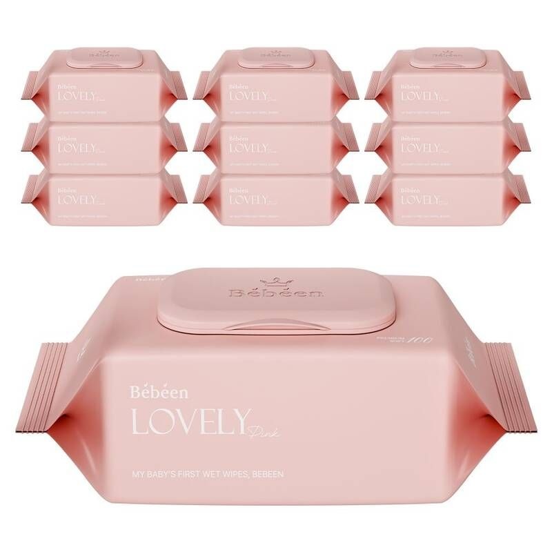 베베앙 아기물티슈 러블리 핑크 캡형 100매 10팩 559511
