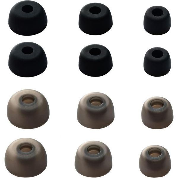 [해외] Jabra Elite 75t/65t/Active/7 Pro/Elite용 실리콘 이어팁 6쌍 이어버드용 3개 교체용, 검정색