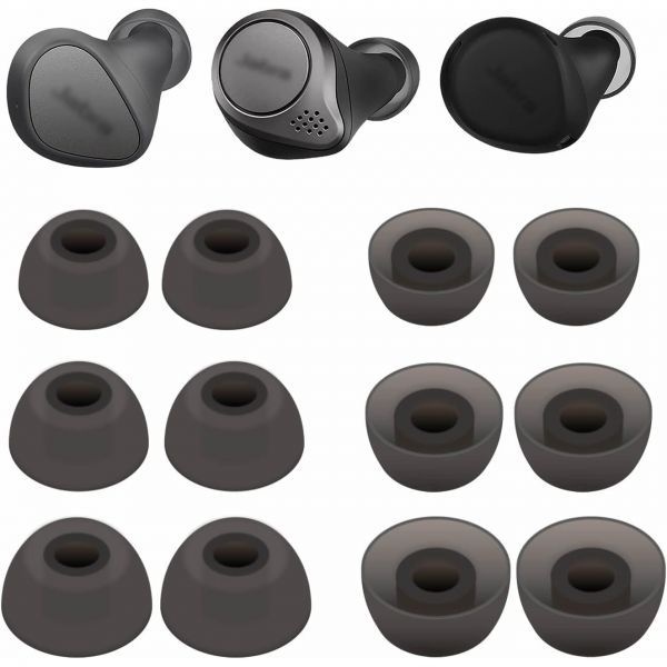 [해외] 6쌍 Elite 75T / 7 Pro/Elite 3 이어팁 버드 젤, 교체용 소프트 고무 실리콘 이어젤 커버 액세서리 Jabra 65T Active/Elite 4 Activ