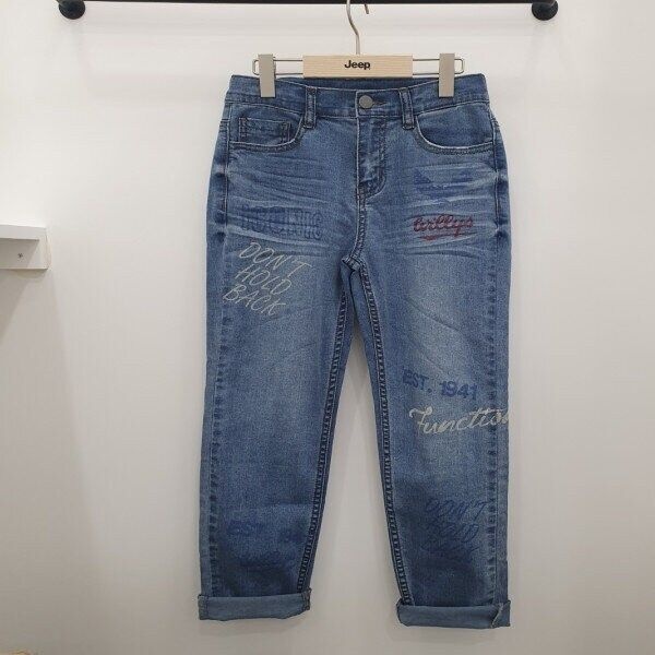 키즈앞레터링프린트스트레이트데님 KL2DPU110JK