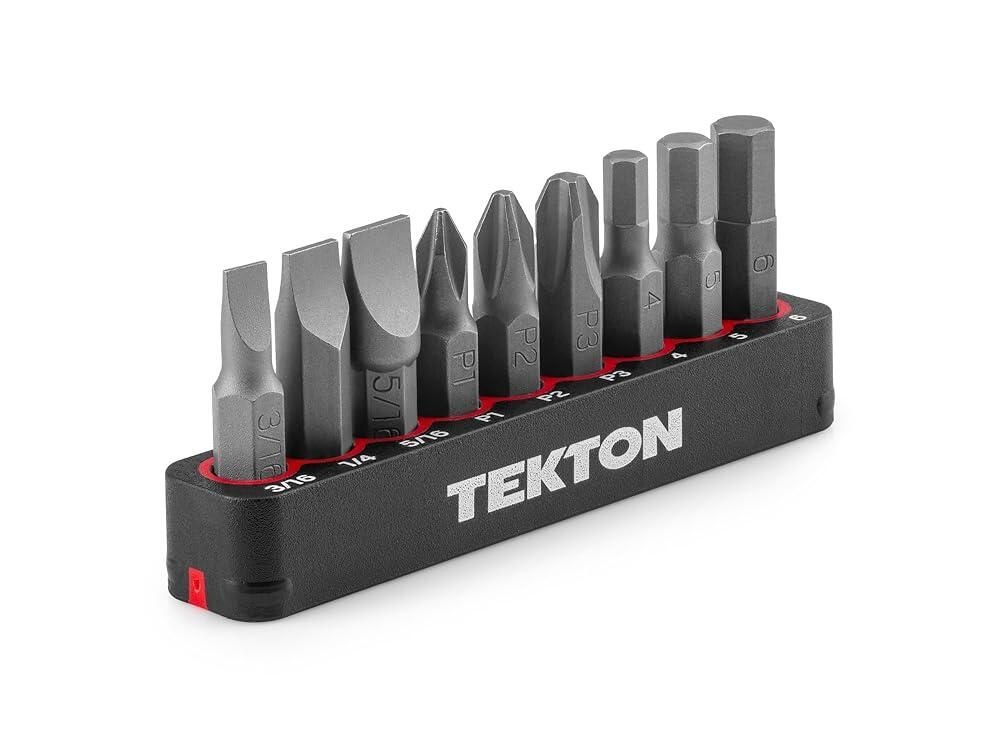 [해외] TEKTON 0.6cm1/4인치 필립스 슬롯 스퀘어 비트 트 레일 포함 9피스 P1-P3 0.5-0.8cm3/16-5/16인치 S1-S3 DZZ93001 [호환]