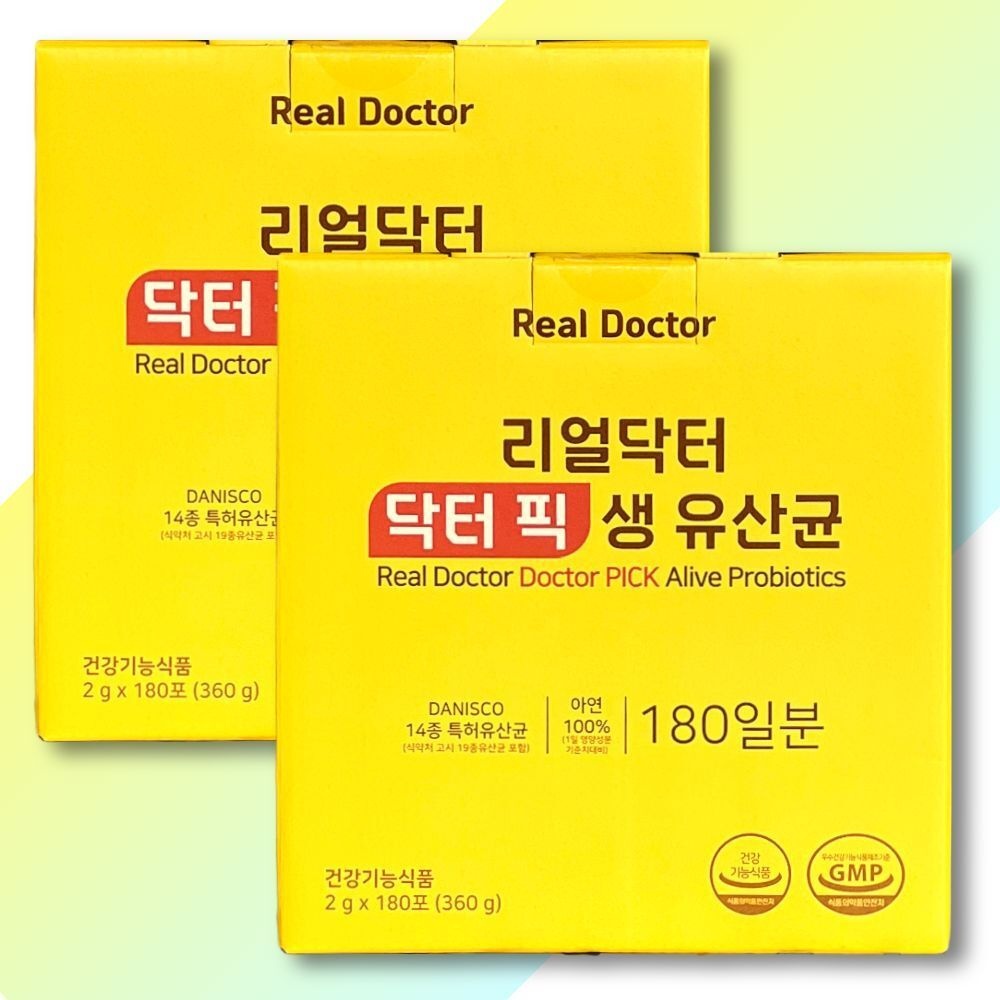 리얼닥터 닥터픽 생유산균 180포x2박스 다니스코 14종유산균 아연 100프로