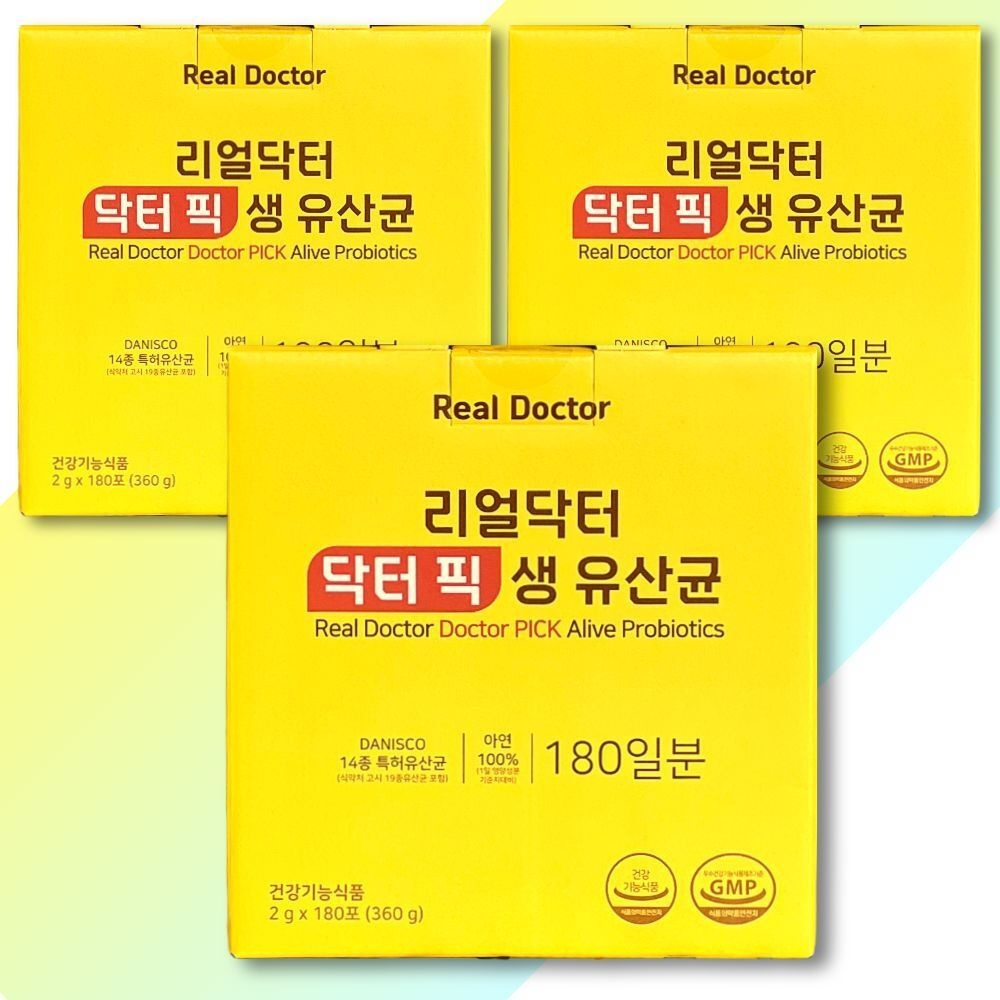 리얼닥터 닥터픽 생유산균 180포x3박스 다니스코 14종유산균 아연 100프로