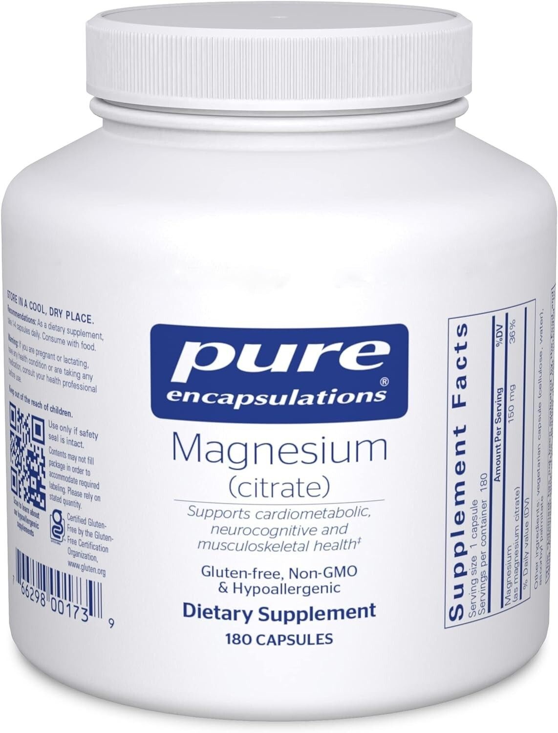 Pure Encapsulations 퓨어 엔캡슐레이션 마그네슘구연산염 수면용 180정 유통기한 2027년 1월 137413