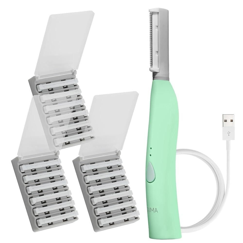 SPA SCIENCES - SIMA 특허 받은 Dermaplane 여성용 면도기 무통 2-in-1 얼굴 각질 제거 복숭아 퍼지 제모 안티에이징 3가지