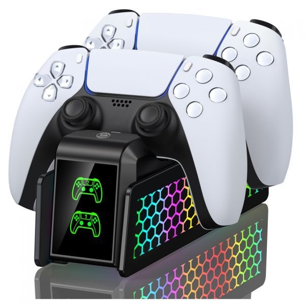 [해외] 게임패드거치대 PS5PS5 SlimPS5 PRO용 Bees Nest BEBONCOOL FC401 PS5 DualSenseDualSense Edge 게임패드용 듀얼 고속 충전기