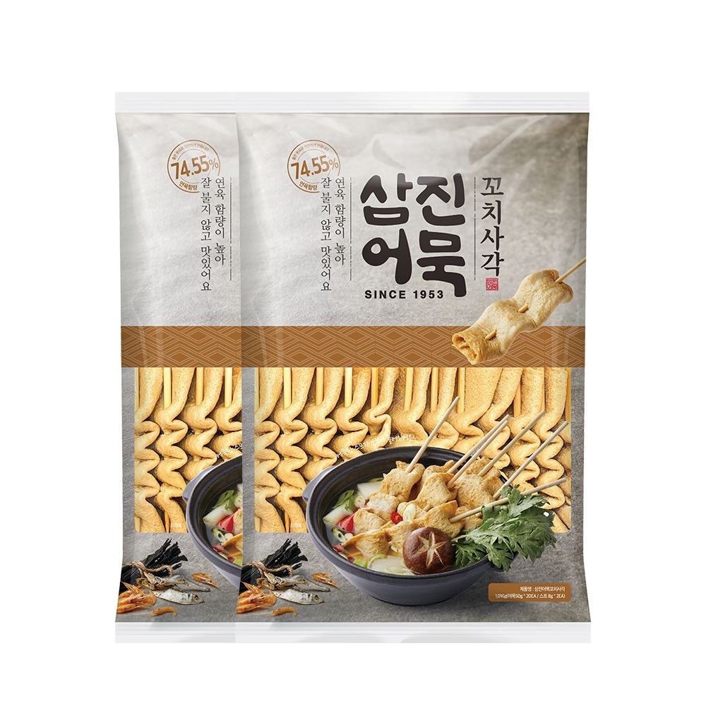 [롯데온] (소비기한임박) 삼진어묵 꼬치사각 50g 20개 2팩 총40개 (19,940원/무료)