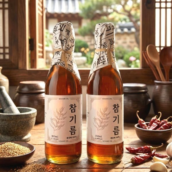 [온세일]고소한 참기름 통참깨 참기름 350ml 1+1 (2병)