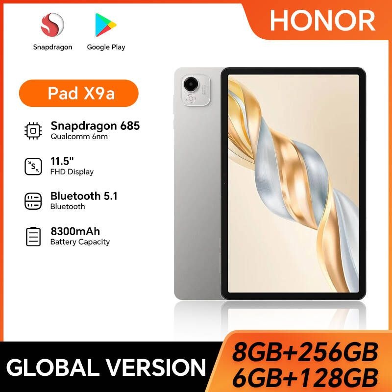 [해외] 가성비태블릿 Global Version HONOR Pad X9a 115 120Hz 25K Fullview Display Snapdragon 685 Slim Metal Body Tablet WiFi 안드로이드15 8300mAh