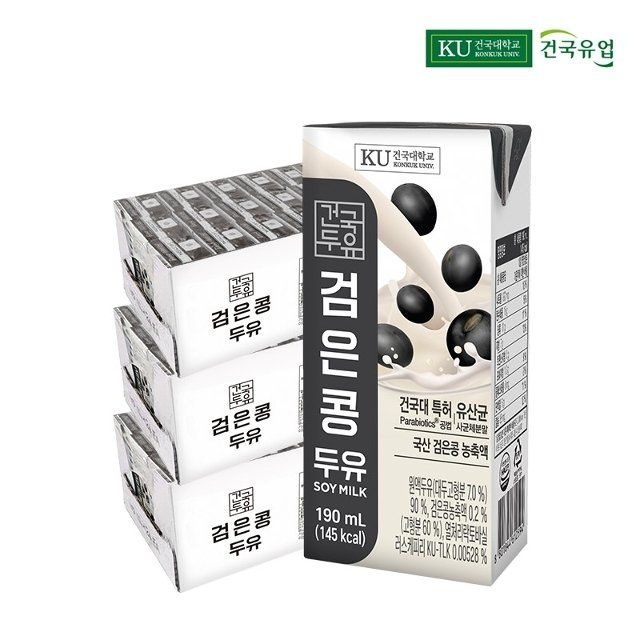 건국유업 건국두유 검은콩 두유 190ml 72팩