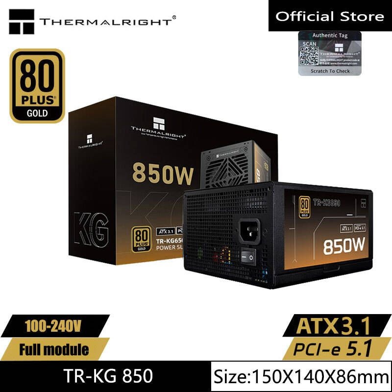 [해외] 직류전원장치 Thermalright TR-KG850 블랙 골드 메달 모듈형 전원 장치 ATX31전압 100-240V850W750W PCI-E51