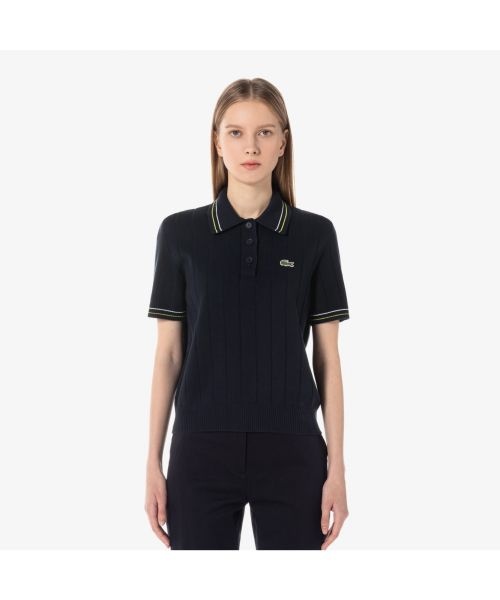 라코스테 LACOSTE 여성 컬러티핑 반팔 폴로 스웨터 AF2620 54N I61 54NI61 164198