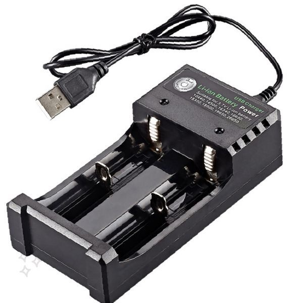 리튬이온 배터리충전기 2구 USB 18650 만능충전기 LED표시 휴대용