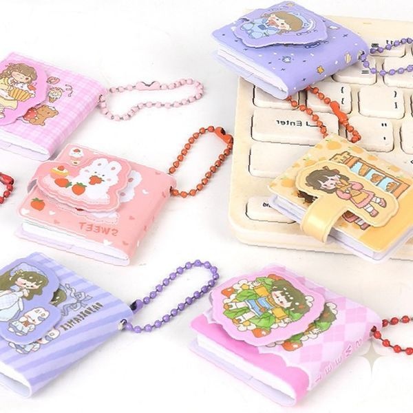 소형 메모장 키홀더 휴대용 수첩 소녀감성 일러스트 디자인 포켓북 문구