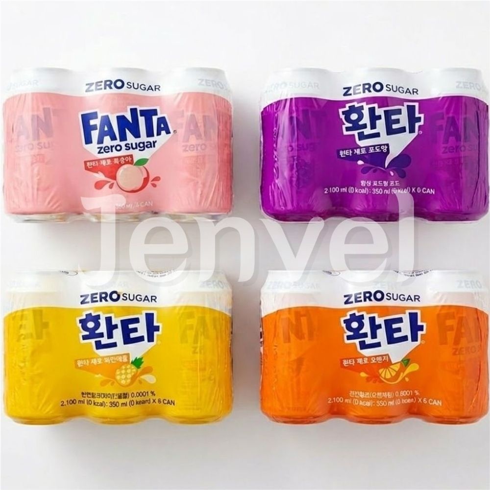 젠벨협력사 환타 제로 4종 혼합 350ml 24캔 (피치6+파인6+오렌지6+포도6) 제로슈가