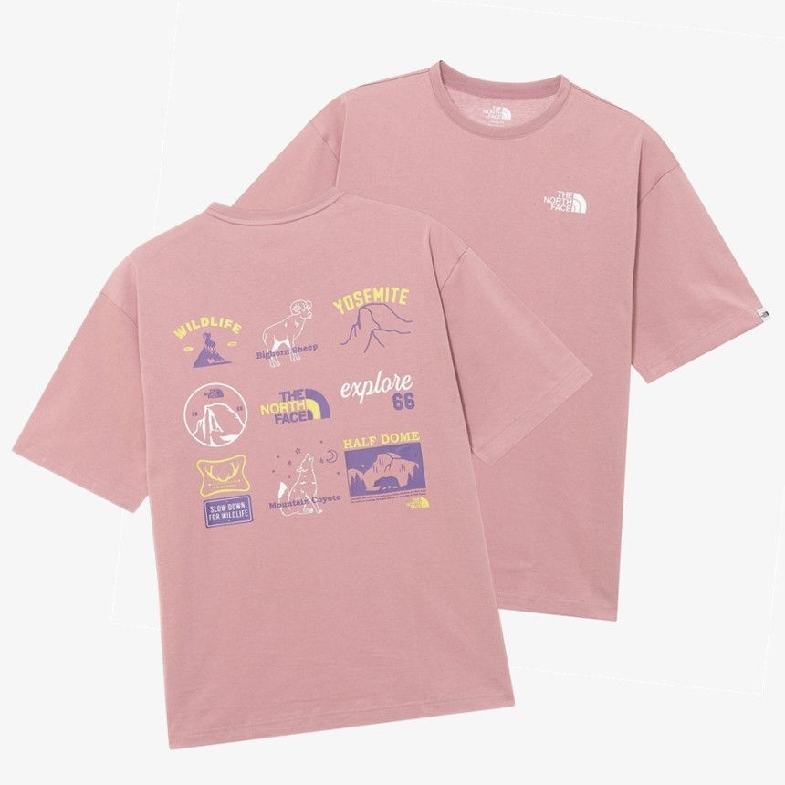 [매장판] 노스페이스 화이트라벨 반팔티 데일리 어드벤쳐 남녀공용 티셔츠 그레이쉬 핑크 NT7U