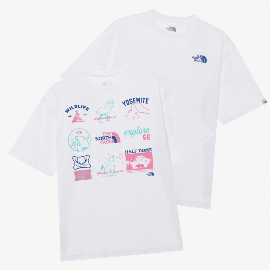 [매장판] 노스페이스 화이트라벨 반팔티 남녀공용 데일리 어드벤쳐 티셔츠 화이트 NT7U