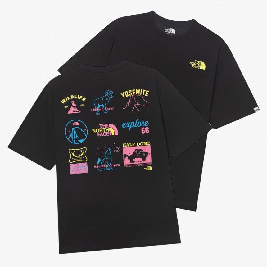 [매장판] 노스페이스 화이트라벨 반팔티 남녀공용 어드벤쳐 데일리 티셔츠 블랙 NT7U