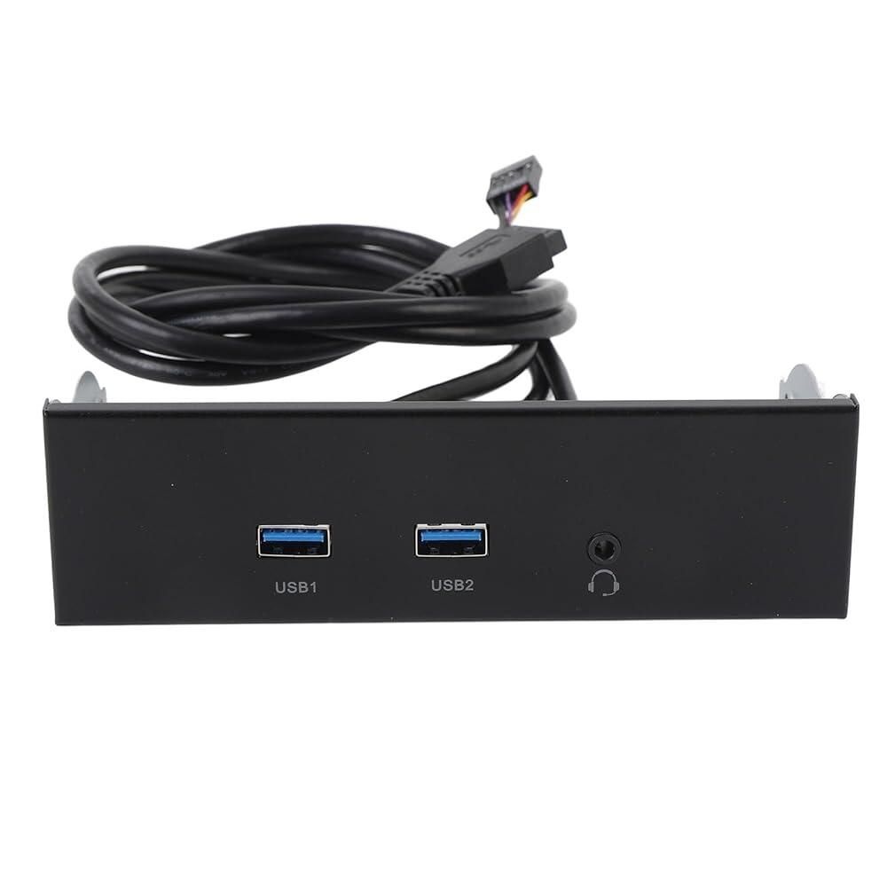 XUMIUZIY [해외] XUMIUZIY 5.25인치 전면 패널 USB 허브, 포트 3개(USB 2개 + HD 오디오 1개) 19핀 어댑터, 5Gbps 3.2 GEN1, 9핀 사운드, 컴퓨터 케