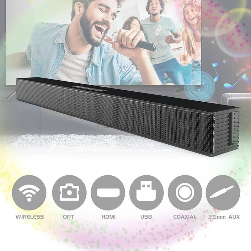 PROSUCCESS [해외] 사운드바 스피커 무선 칼럼 블루투스 3D 음악 홈시어터 Aux 35mm rca TF 카드 TV PC BS18B 20W