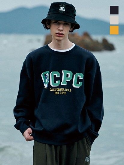 [오션퍼시픽(OCEAN PACIFIC)] 맨 OCPC 펭귄 오버사이즈 기모 스웨트 셔츠