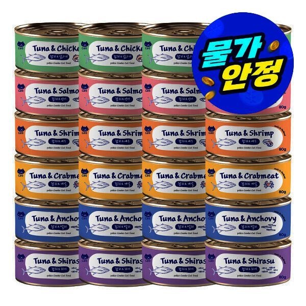 펠리코 (물가안정 / 2개이상구매시2천원할인) 펠리코 콤보캔 고양이캔 80g x 24개 기호성 원물 토핑 565186