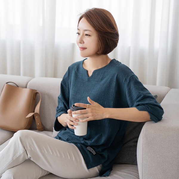 마담4060 [패션플러스][마담4060]엄마옷 마담4060 오트7부박시40대50대티셔츠-RTE2403061-