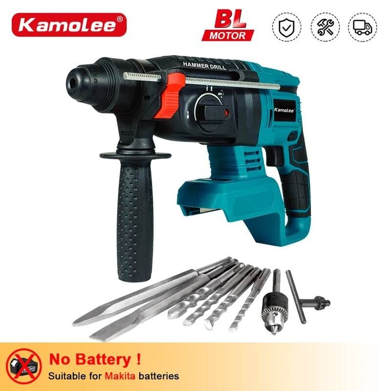 Kamolee [해외] 파괴함마 해머드릴 Kamolee 2000W 10600IPM 브러시리스 무선 해머 드릴 충전식 전기 임팩트 18V 21V 배터리