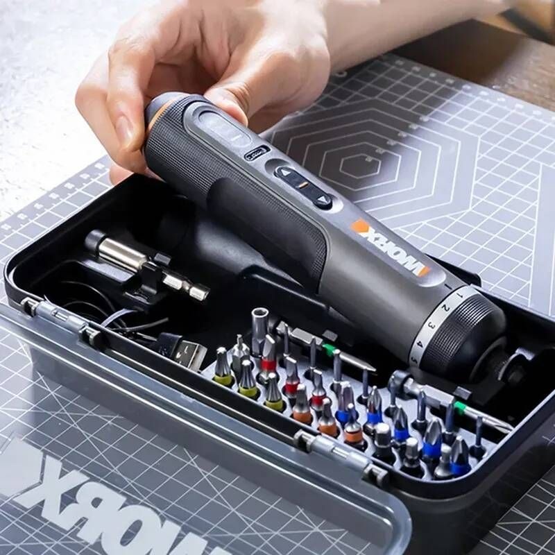 [해외] 전동드라이버 전기 스크루 드라이버 세트 Worx 4V WX242 스마트 무선 USB 충전식 핸들 30 비트