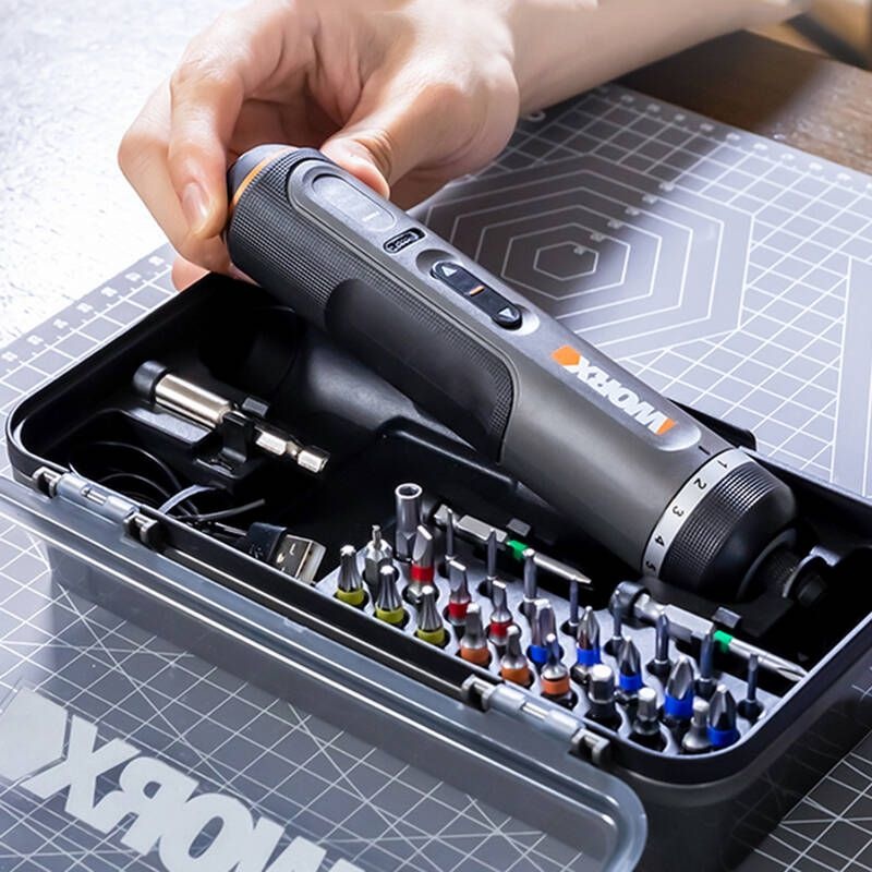 [해외] 전동드라이버 전기 스크루 드라이버 세트 Worx 4V WX242 스마트 무선 USB 충전식 핸들 30 비트