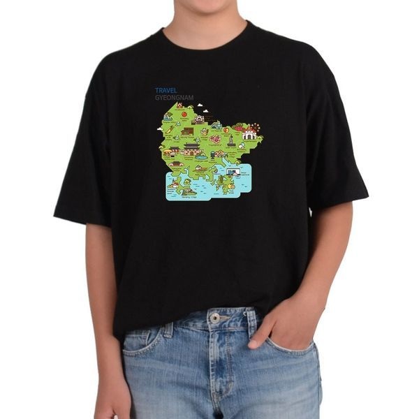 [하프클럽]반팔라운드 경남 여행지도 TRAVEL MAP 관광 TOUR 여기 전사이즈