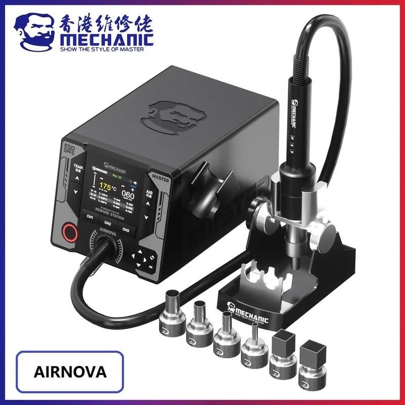 UnKnown [해외] 제트건 에어건 송풍기 MECHANIC AirNova 1200W 고출력 스마트 열풍기 리워크 스테이션 혼 노즐 디솔더링 휴대폰 스마트