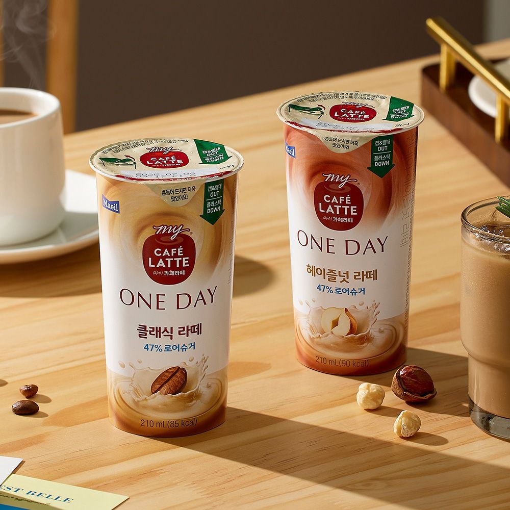 [롯데온] 매일 마이카페라떼 원데이 로어슈거 클래식/헤이즐넛라떼 210ml 20개 (15,950원/무료)