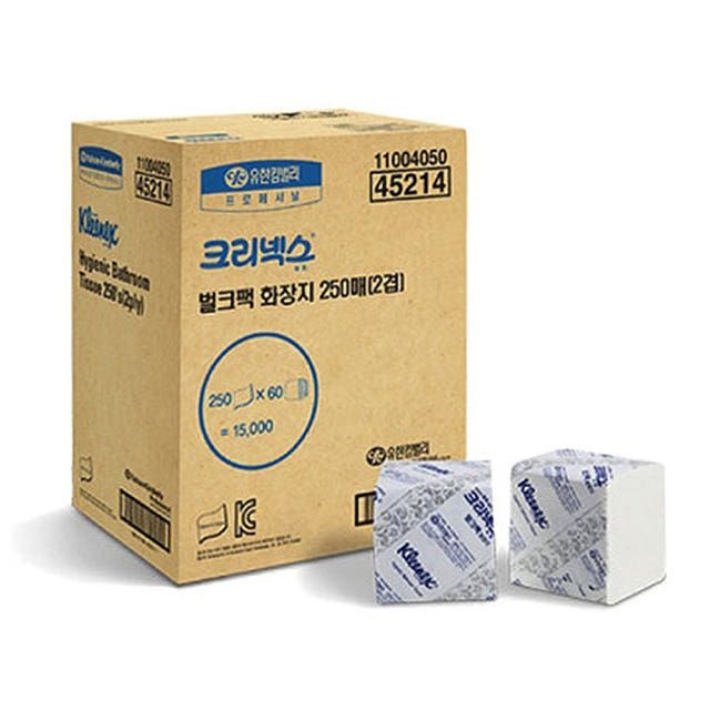 크리넥스 벌크팩 화장지 250매 60밴드 15,000매 45214 냅킨