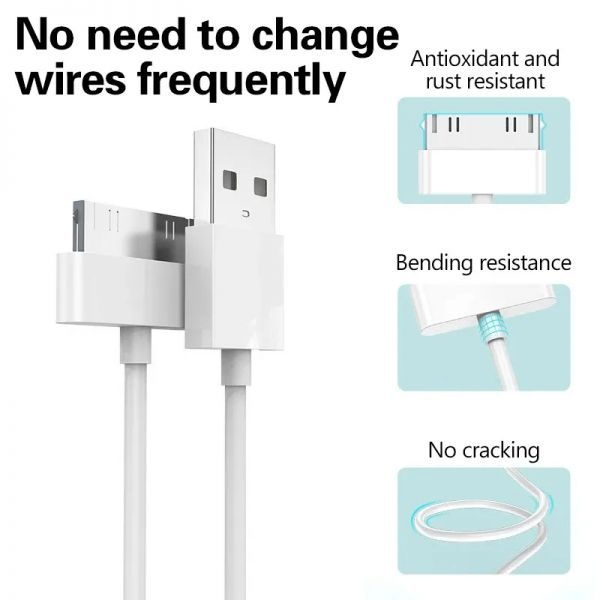 UnKnown [해외] 30핀케이블 아이폰 4 S 4s 3GS IPad 2 3 아이팟 나노 터치 고속 충전 30 핀 원래 어댑터 충전기 데이터 케이블 USB