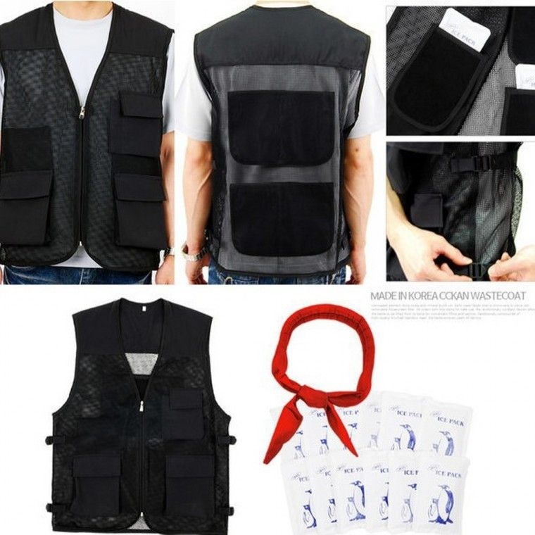 D형 포켓망사 아이스조끼 얼음조끼 등산조끼 쿨 냉감