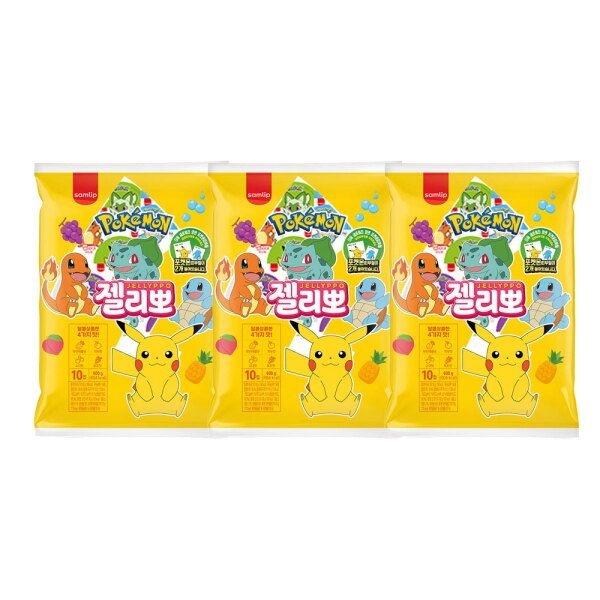 삼립 [삼립] 네가지맛 포켓몬 젤리뽀 10입 3봉(총30입)/띠부씰