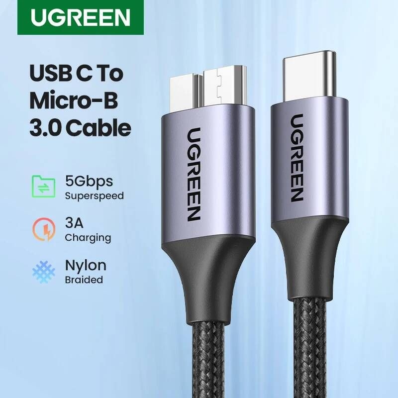 [해외] 외장하드케이블 연결선 Ugreen USB C 마이크로 B 30 케이블 고속 데이터 맥북 하드 드 디스크 HDD SSD 케이스 5Gbps 3A